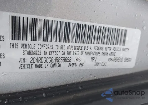 2017 Dodge Grand Caravan Sxt from USA, damaged, VIN 2C4RDGCG6HR858698